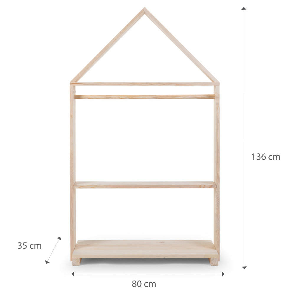 Mobilier decorativ casuta cu roti Childhome 80x135 cm, Lemn Natural