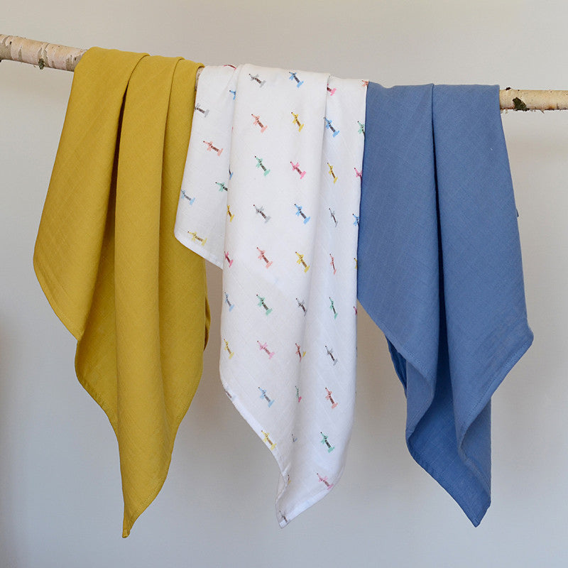 Set 3 Museline Beaba bumbac organic 70x70 cm Teckel Beige