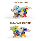 Set constructie dinozauri Quercetti Bio – modele Triceratops și Parasaurolophus
