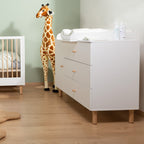 Comoda Childhome Wonder White 137x75x93 cm cu masa de infasat