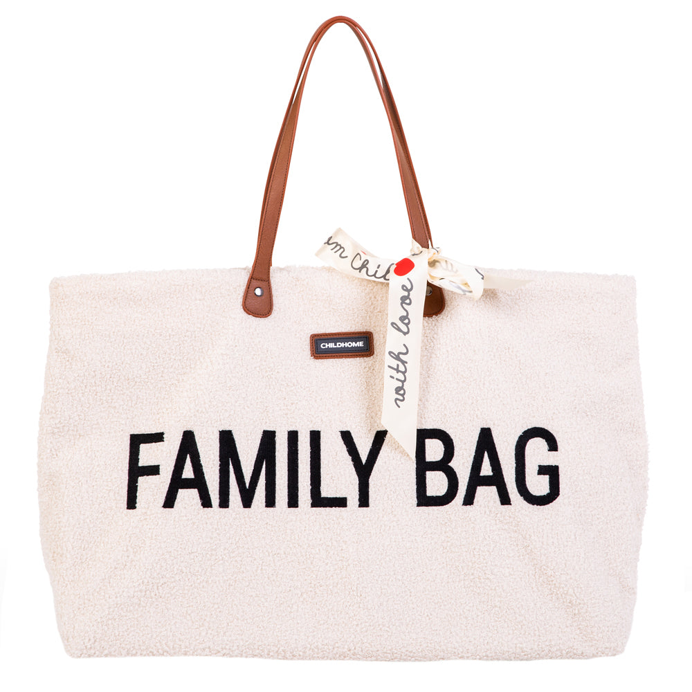 Geantă Mamă Childhome Family Bag Teddy Alb 55x18x40cm cu Geantă Detașabilă