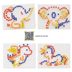 Joc mozaic Quercetti Fantacolor Tab Basic D10 – modele de mozaic cu elefant, koala și cal
