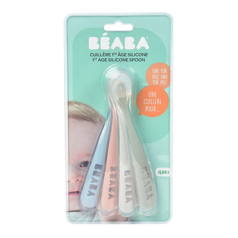 Set 4 lingurite ergonomice din silicon Beaba