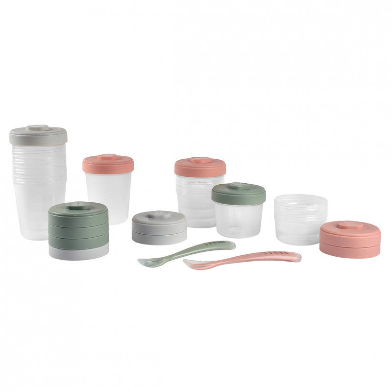 Set 12 recipiente pentru hrana Beaba Eucalyptus 2 x 90 ml, 4 x 150 ml, 6 x 250 ml