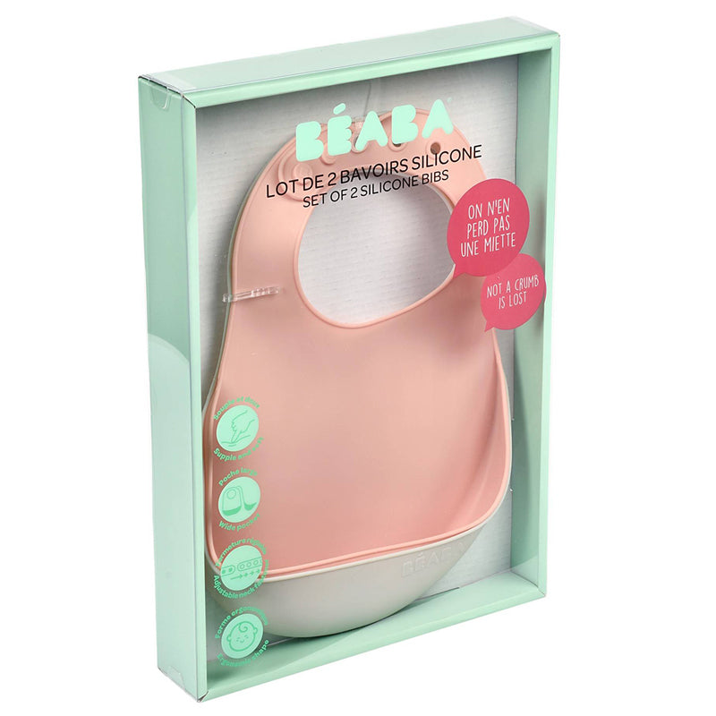 Set 2 Bavete silicon Beaba Old Pink Light Grey