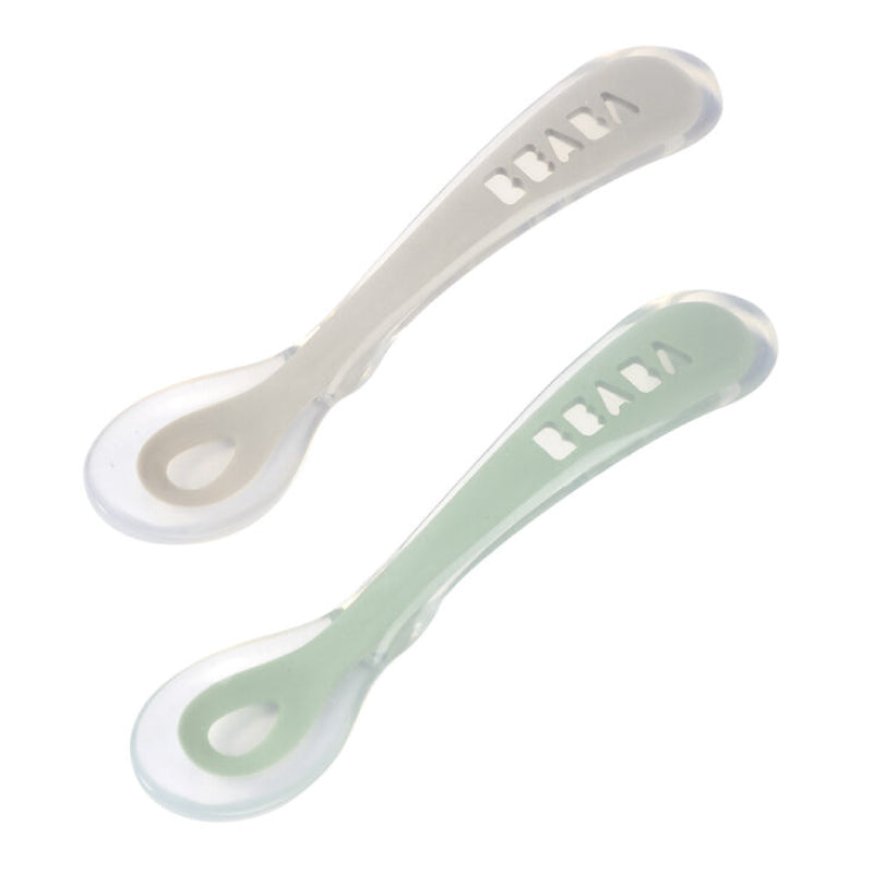 Set 2 lingurite din silicon Beaba +8 luni cu cutie de transport
