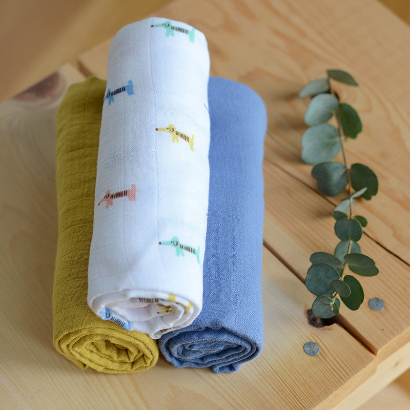 Set 3 museline Beaba din bumbac organic 70x70 cm Teckel Beige