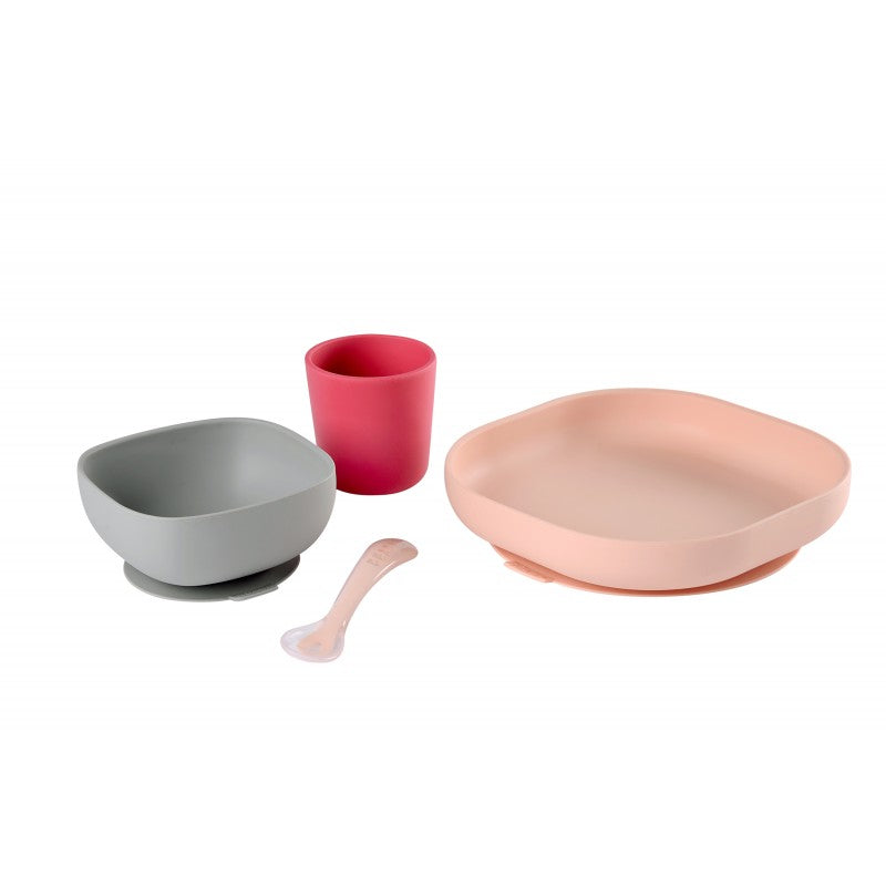 Set de masa din silicon Beaba 4 piese cu ventuza
