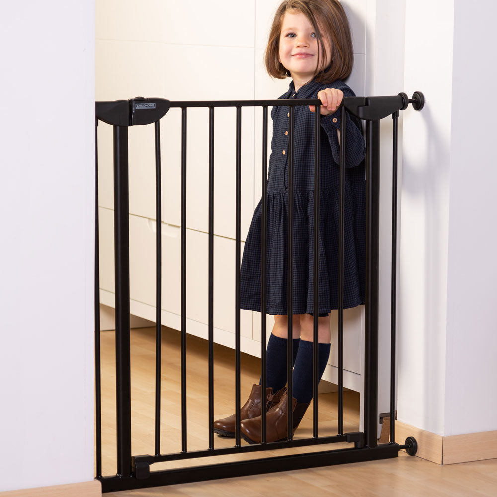 Poarta de siguranta metal Childhome Eltra Doorgate Pressure 75-81 cm, Negru