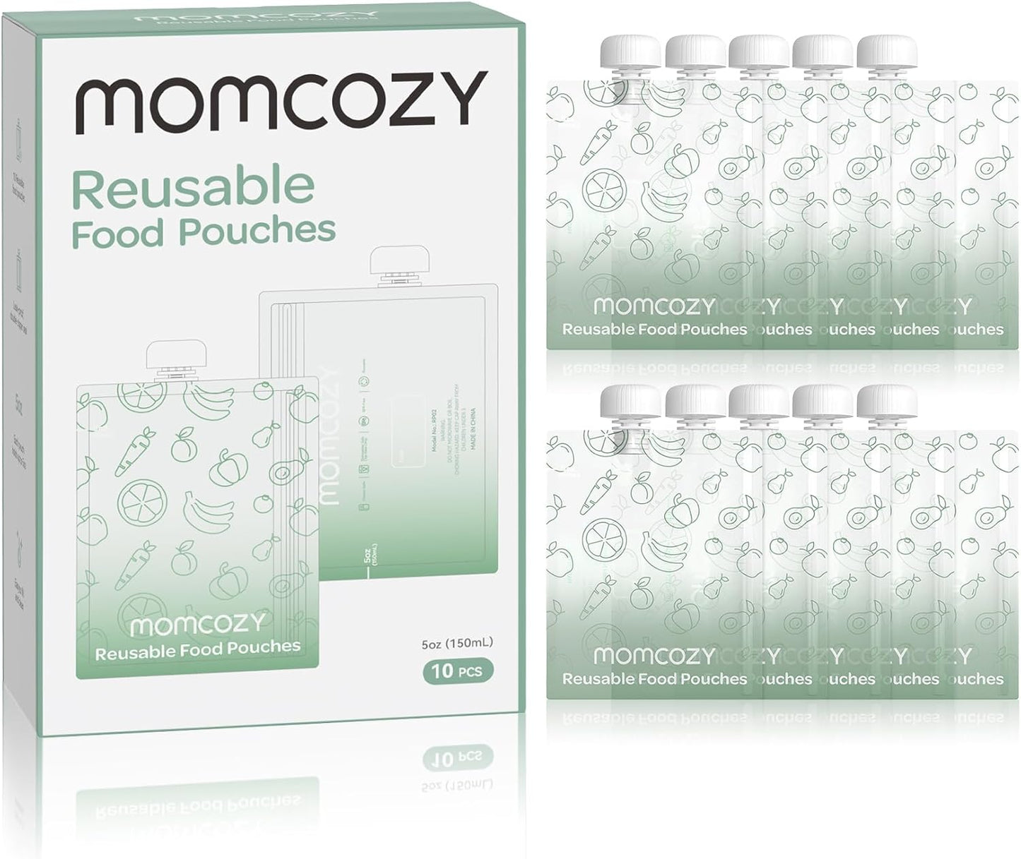 Pungi Reutilizabile Alimente Bebelusi Momcozy 150 ml Fara BPA Set 10 buc