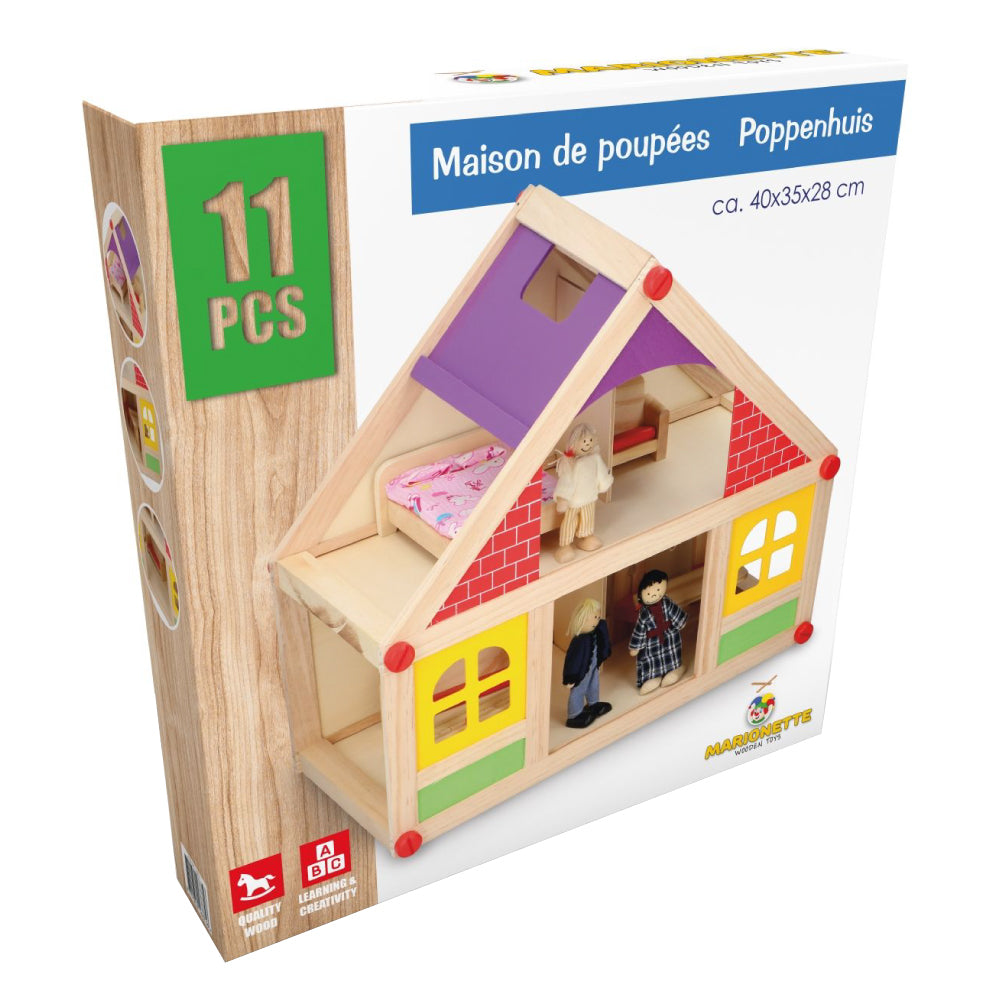 Casa de papusi din lemn Marionette 11 piese cu 4 camere