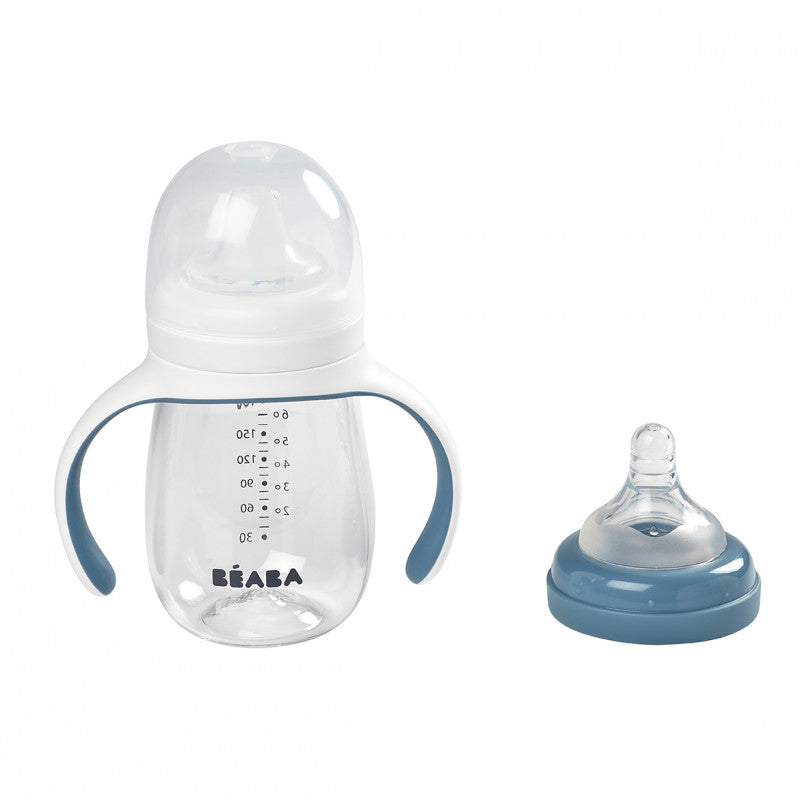 Biberon de invatare Beaba 2 in 1 din Tritan 210 ml