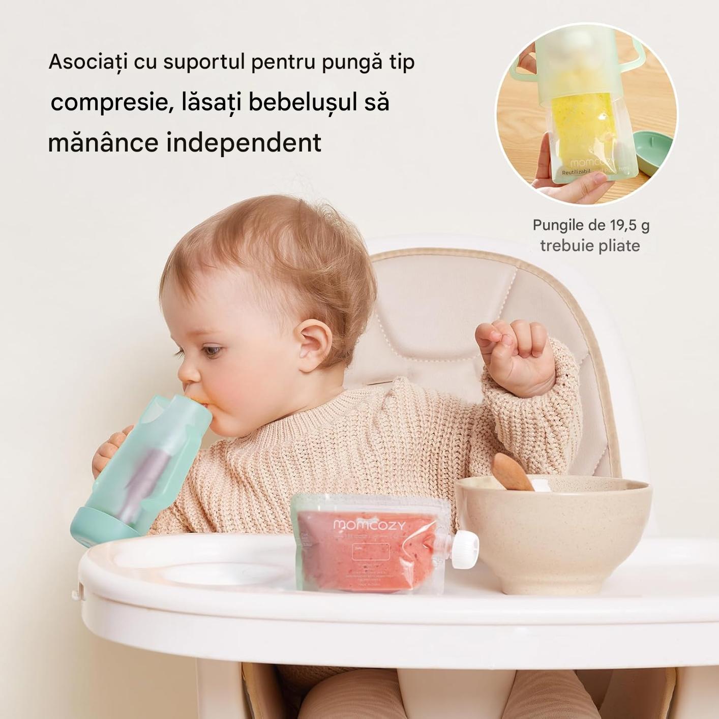Pungi Reutilizabile Alimente Bebelusi Momcozy 150 ml Fara BPA Set 10 buc