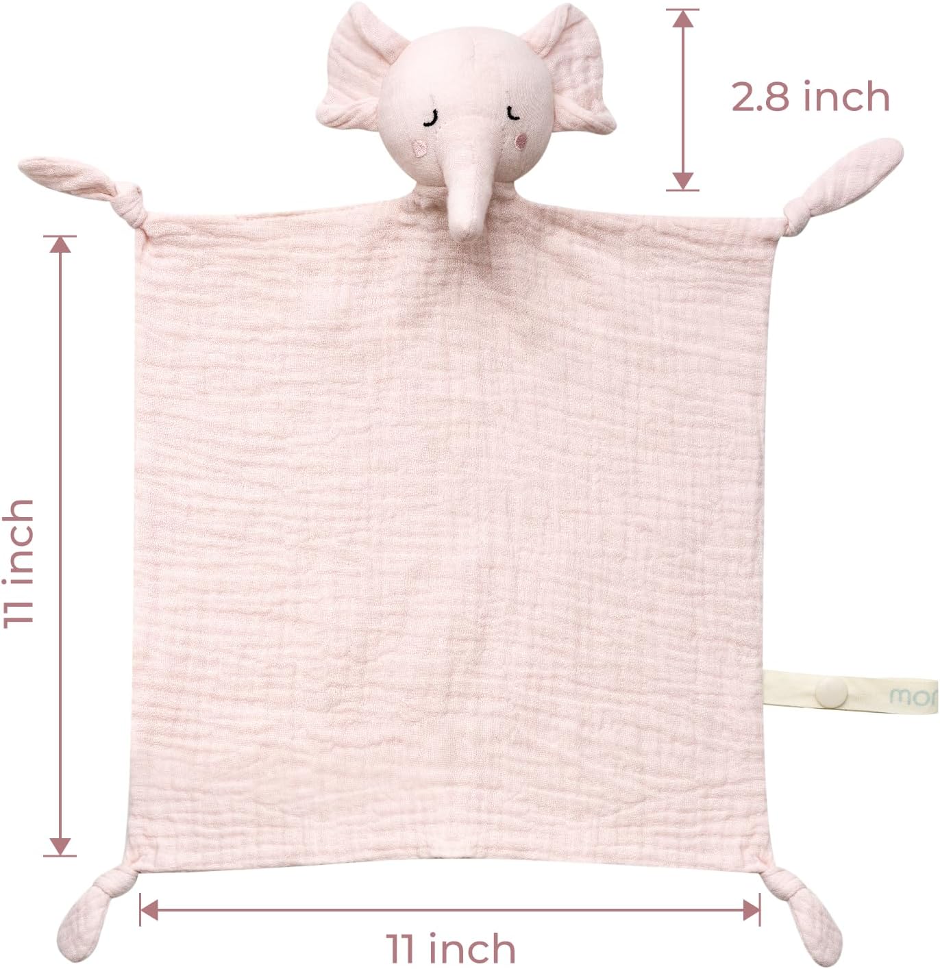 Doudou comforter bebelusi muselina 100% bumbac Lovey pentru bebeluși din bumbac de atașament Elefant Roz Momcozy