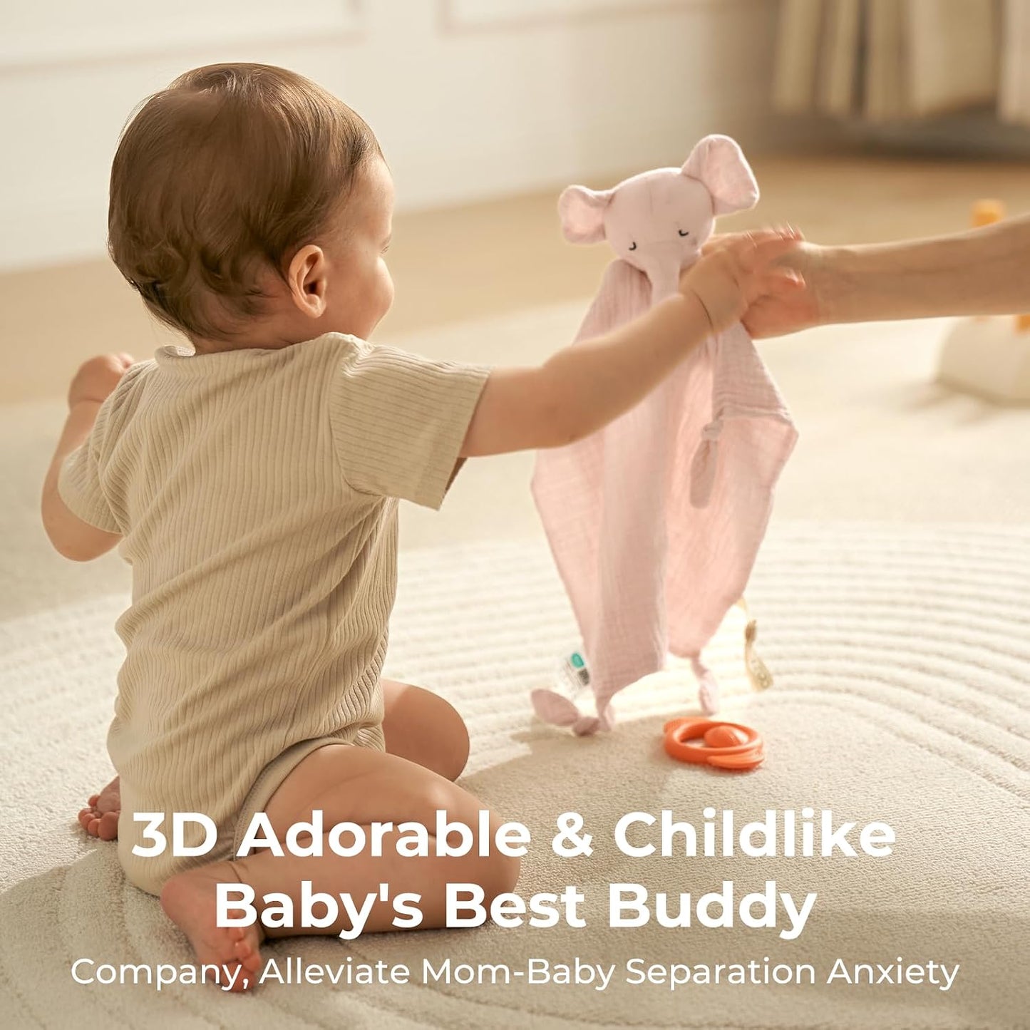 Doudou comforter bebelusi muselina 100% bumbac Lovey pentru bebeluși din bumbac de atașament Ursult Roz Momcozy