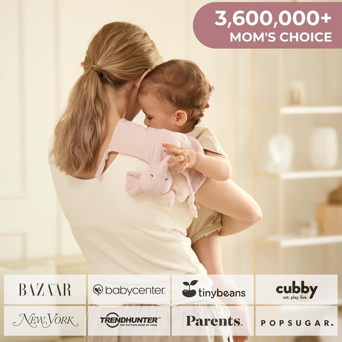 Doudou comforter bebelusi muselina 100% bumbac Lovey pentru bebeluși din bumbac de atașament Ursult Roz Momcozy