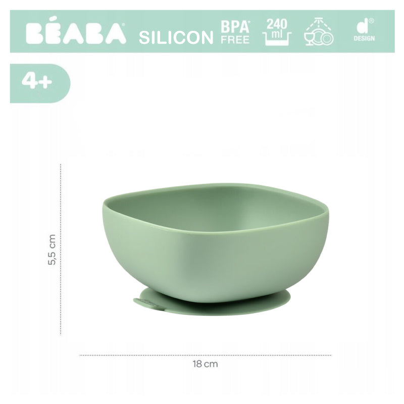 Bol silicon cu ventuza Beaba Sage Green