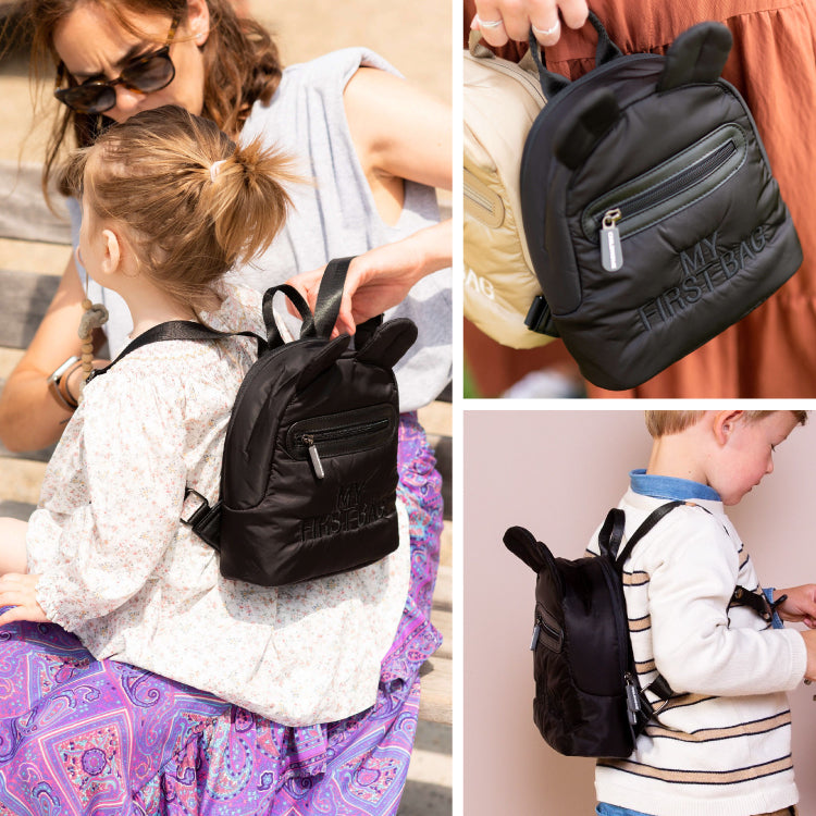 Rucsac pentru copii matlasat Childhome My First Bag Negru