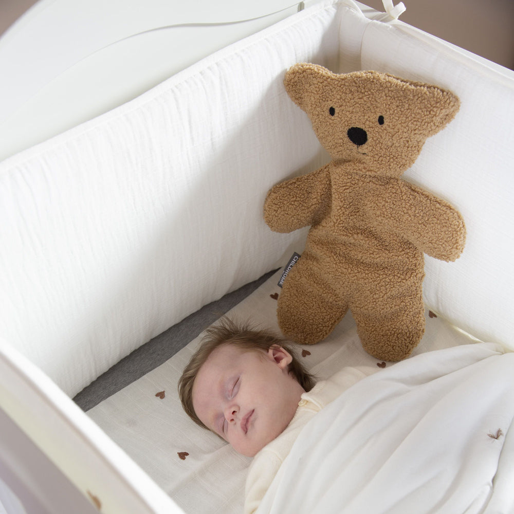 Protectie patut Childhome Jerse Muselina 35x170 cm, Inimioare