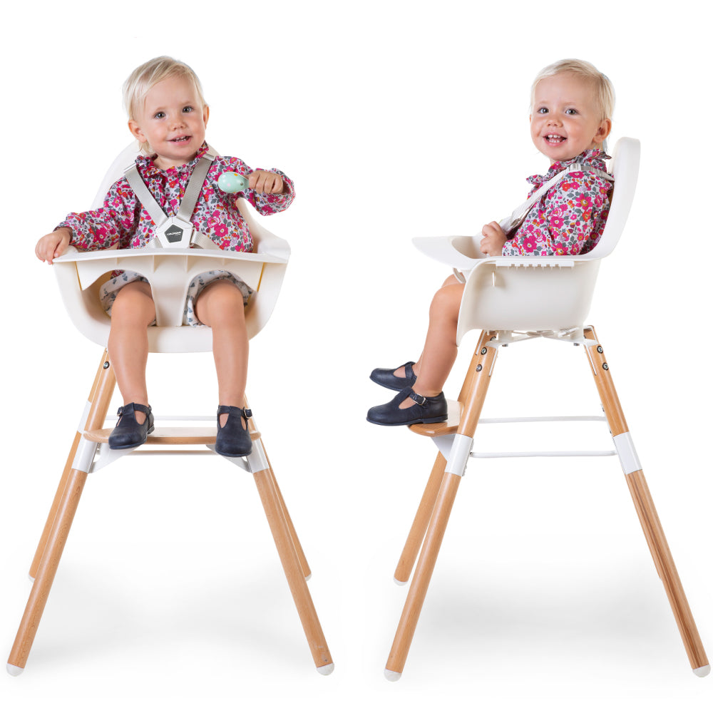 Scaun de masa reglabil in inaltime Childhome Evolu 2 Natural inchis Alb transparent