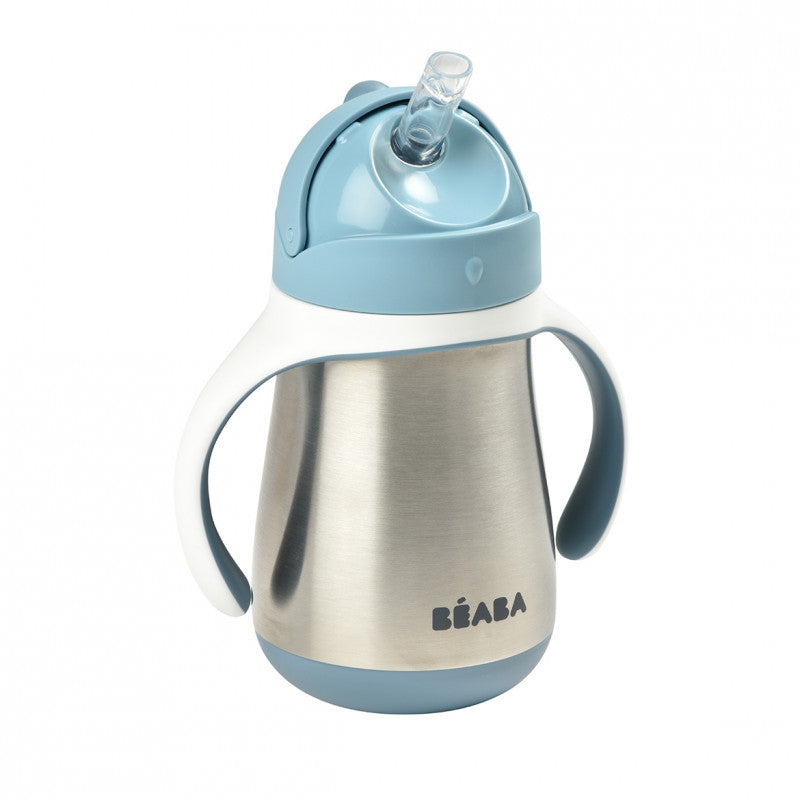 Cana cu pai din inox Beaba 250 ml Windy Blue