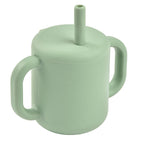 Cana de antrenament cu pai din silicon Beaba Sage Green