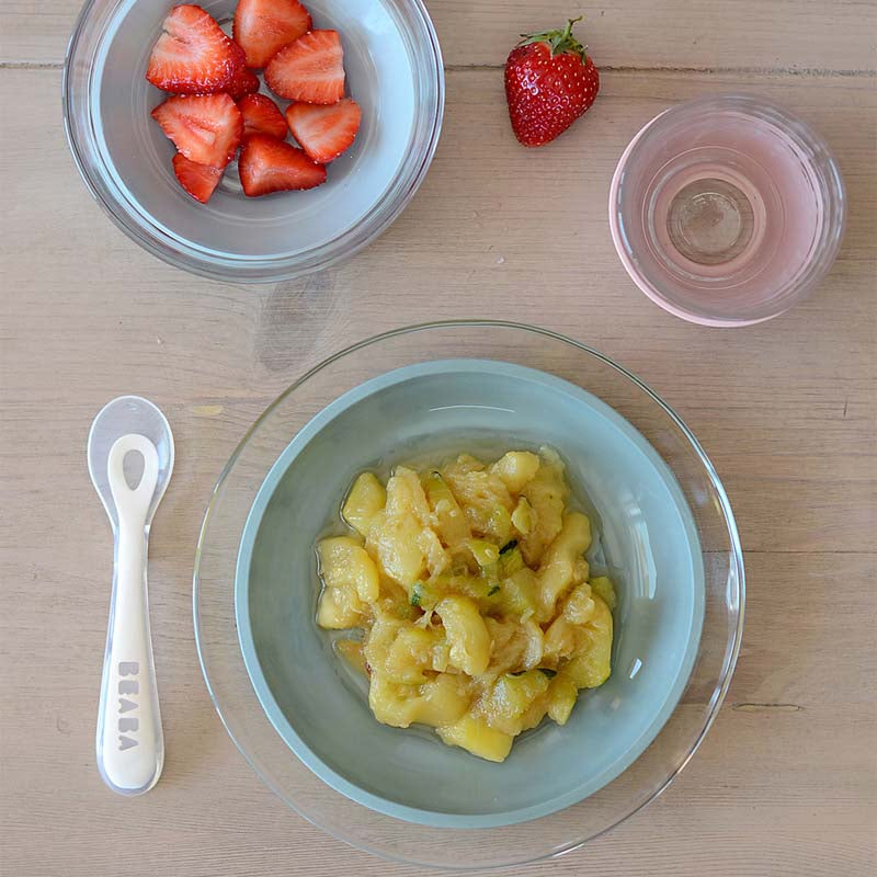 Set de masa 3 piese din sticla DURALEX cu suport antiaderent - Eucalyptus