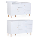 Comoda Childhome Wonder White 137x75x93 cm cu masa de infasat