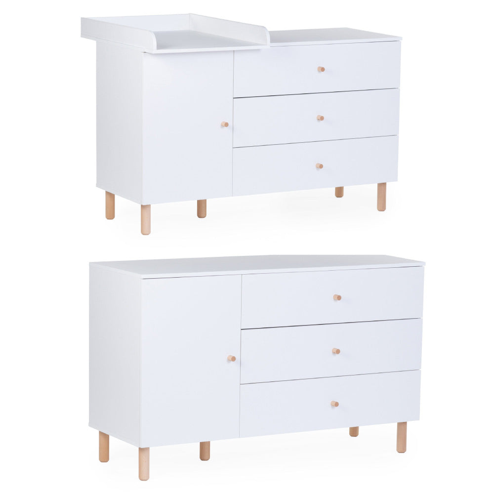 Comoda Childhome Wonder White 137x75x93 cm cu masa de infasat