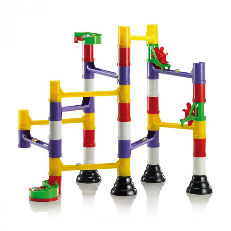 Pista cu bile Quercetti Migoga Marble Run Basic – pistă multicoloră asamblată, alt unghi