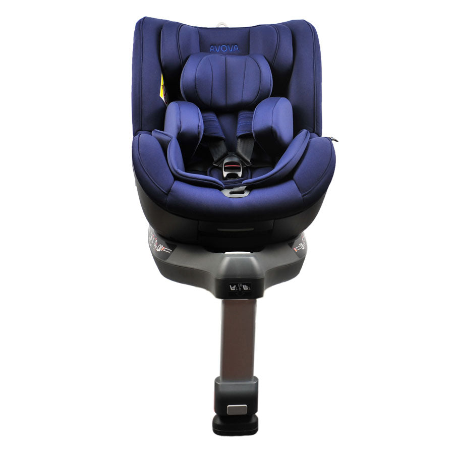 Scaun auto Avova Sperber-Fix i-Size Atlantic Blue – vedere frontală cu picior de fixare