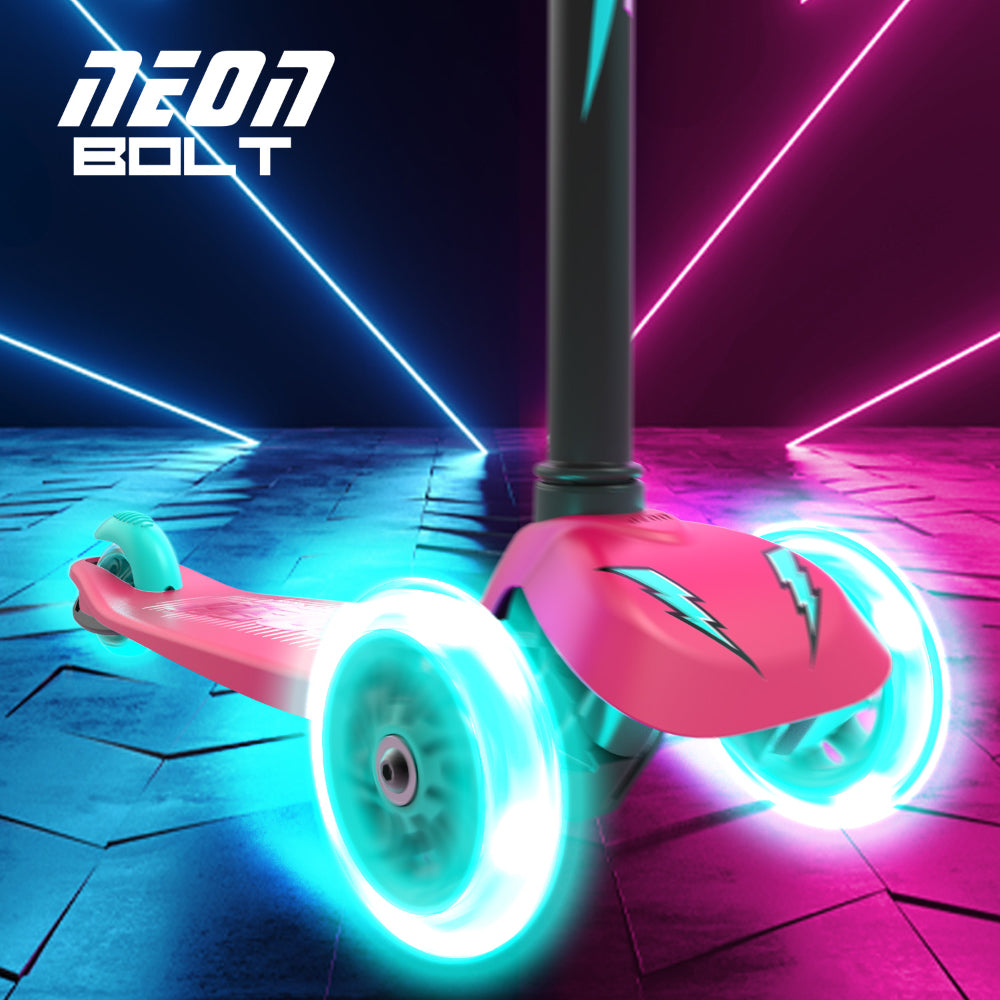 Trotineta cu 3 roti Neon Bolt cu roti LED si Lean-to-steer