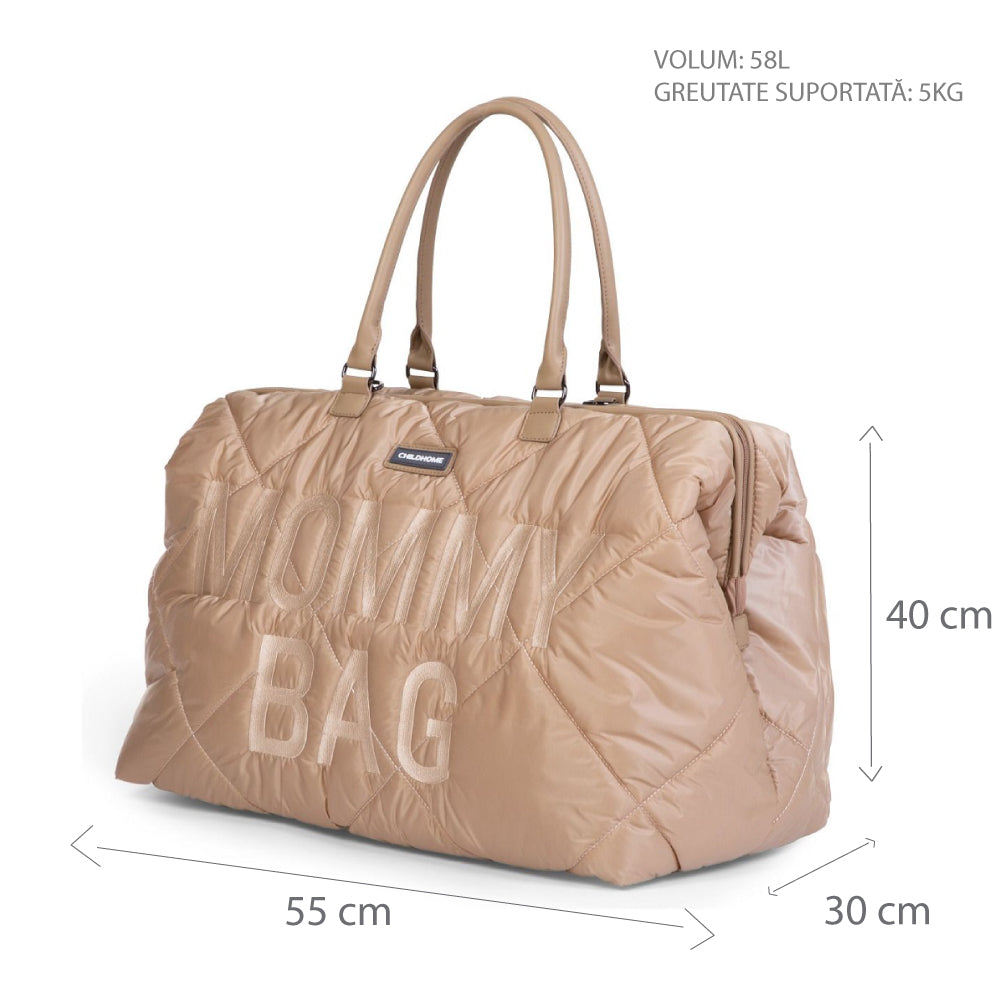 Geanta de infasat matlasata Childhome Mommy Bag Bej
