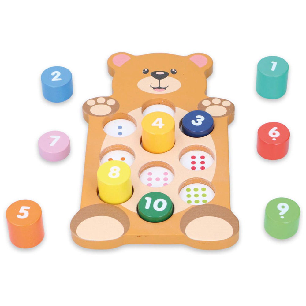 Joc educativ din lemn cu numere Marionette 11 piese ursulet