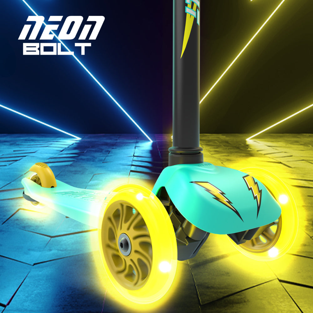 Trotineta cu 3 roti Neon Bolt cu roti LED si Lean-to-steer