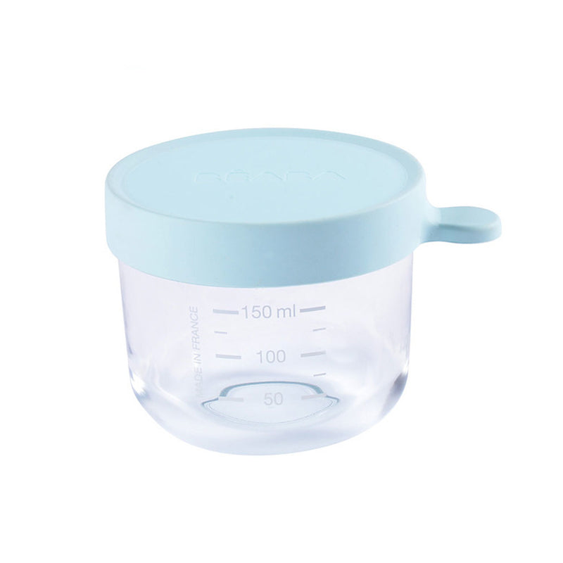 Recipient ermetic din sticla Beaba 150 ml Bleu