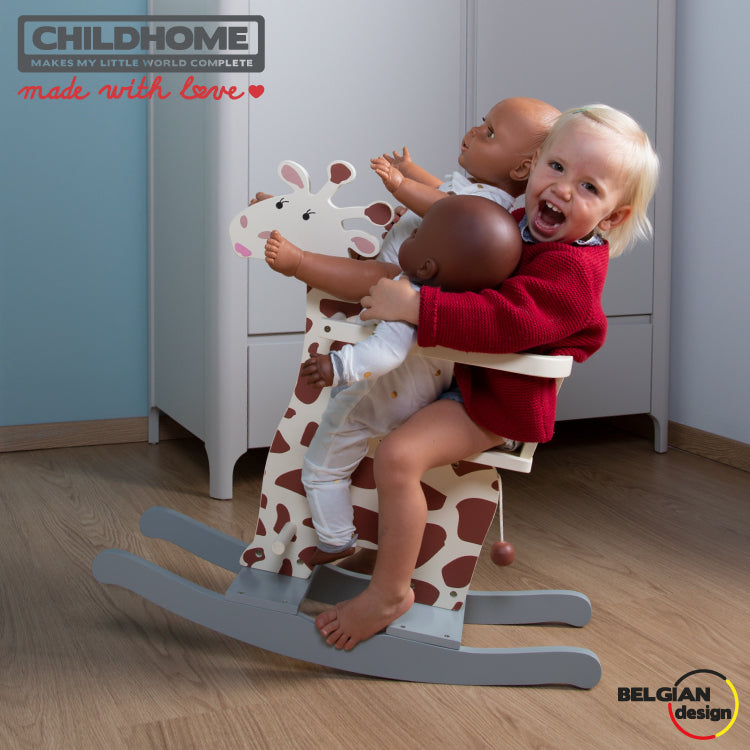 Balansoar Childhome Girafa 12-30 Luni MDF Ecru Gri Echilibru Coordonare