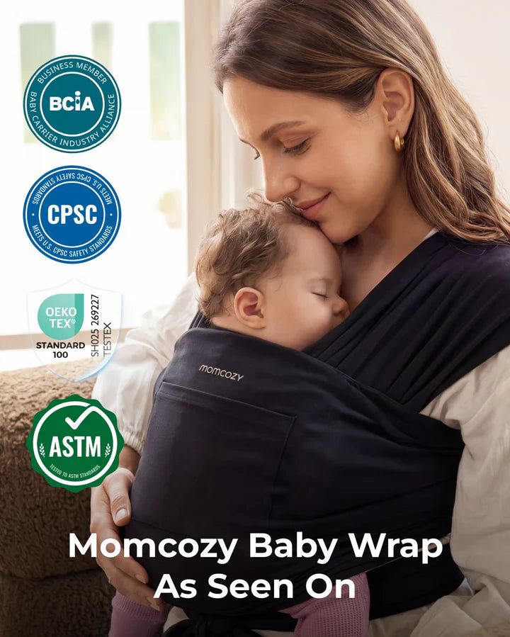 Marsupiu Wrap Sling cu suport spate Ergonomic 3.5 - 22 kg Babe-Toddler - Negru MOMCOZY