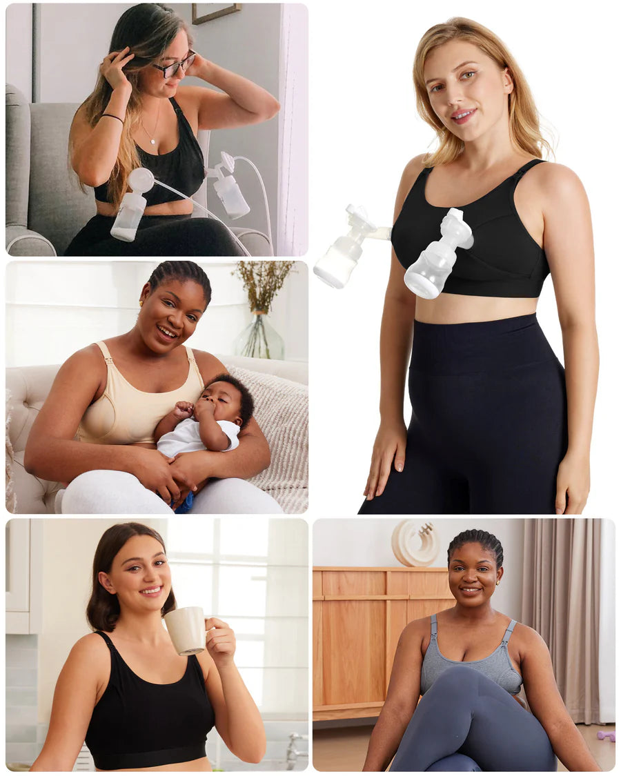 THE ORIGINAL - Sutien 2 in 1 pentu pompare, alaptare Hands Free ultra moale - Gri Momcozy YN08 Marime M