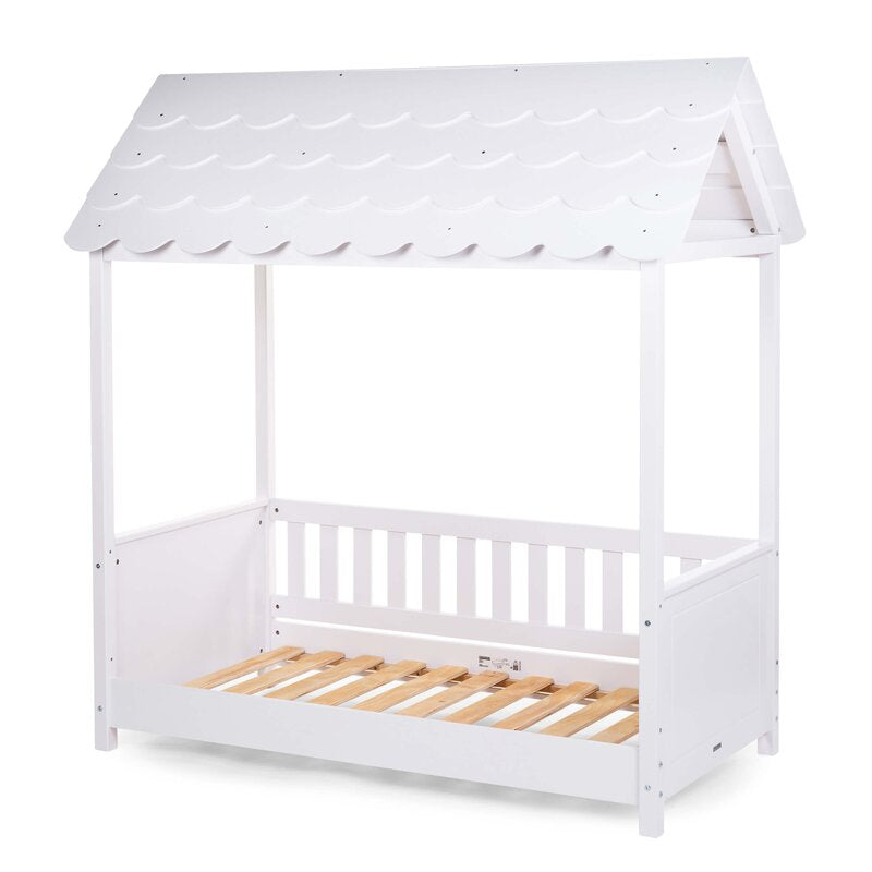 Pat Casuta Childhome cu protectii laterale 70x140 cm Lemn Alb