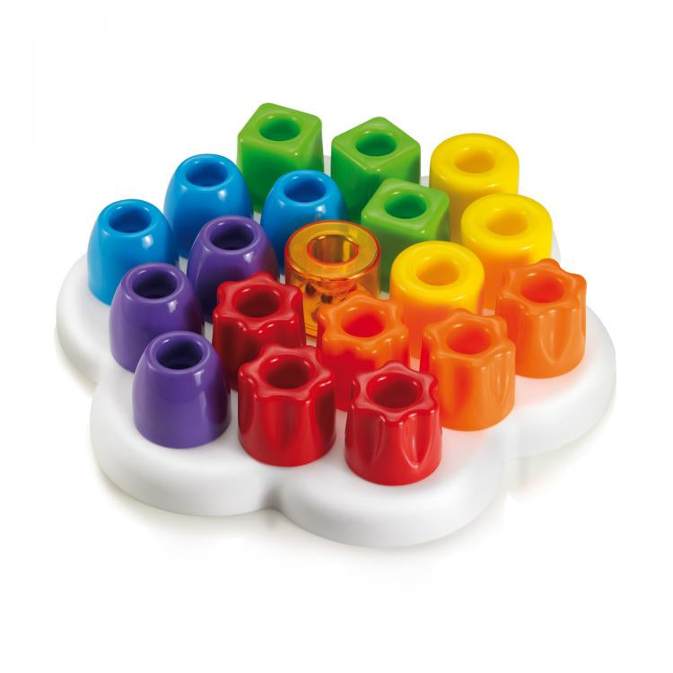 Joc stivuire Quercetti Chunky Peggy 21 – bază în formă de floare cu piese multicolore