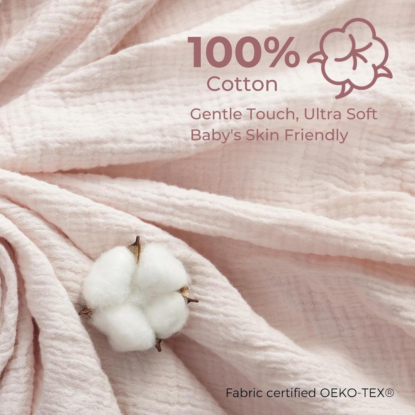 Doudou comforter bebelusi muselina 100% bumbac Lovey pentru bebeluși din bumbac de atașament Ursult Roz Momcozy