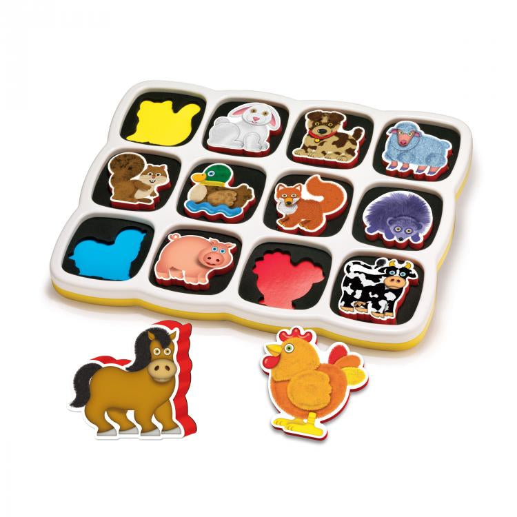 Puzzle magnetic Quercetti Smart Puzzle Ferma – tablă cu contururi și animale separate