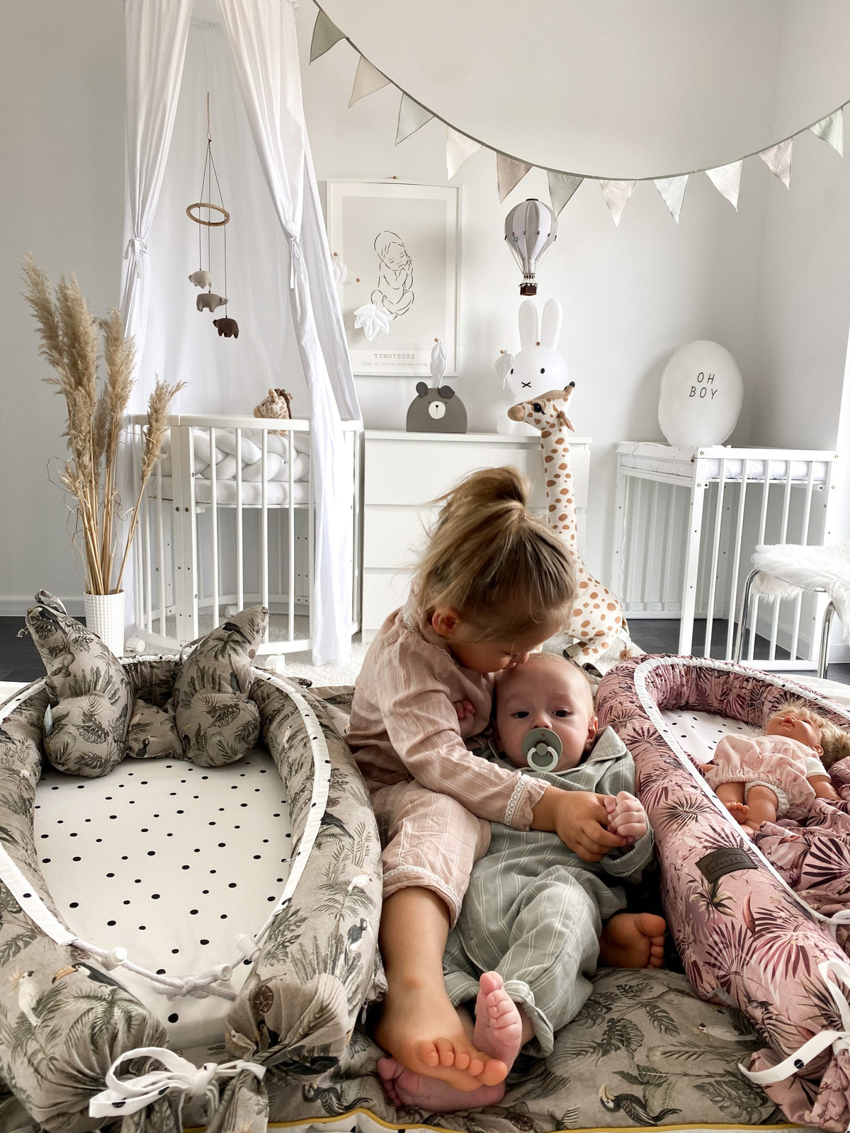 Baby Nest 2 Fete Bumbac Jungle Pink Sleepee