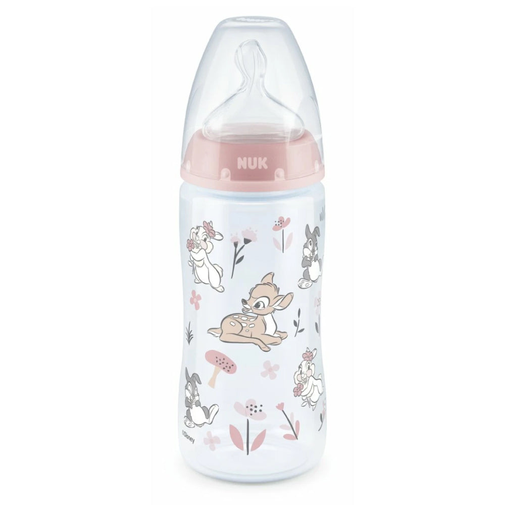 Biberon Nuk First Choice PP 300 ml, Control Temperatura, Tetina Silicon M, 6-18 luni, Disney Bambi