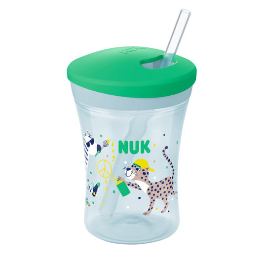 Cană NUK Evolution Action cu Pai 230 ml de la 12 Luni Verde
