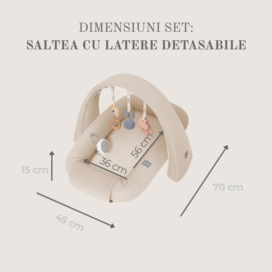 Baby Nest Modular cu Arcada de jucarii si Aparat sunete Sleepee