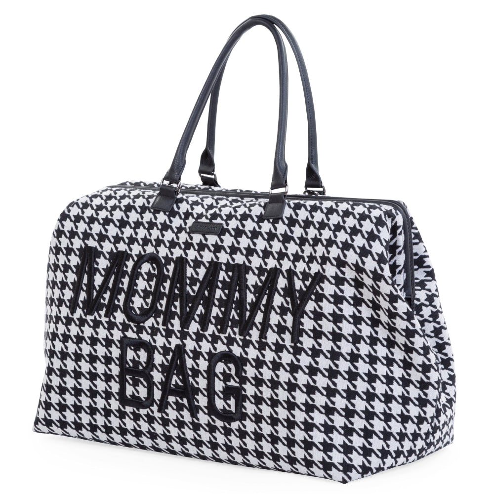 Geanta de infasat Childhome Mommy Bag Pied de Poule Negru - detaliu 2