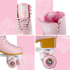 Patine cu rotile retro Prettyfly, roz - imagine 2