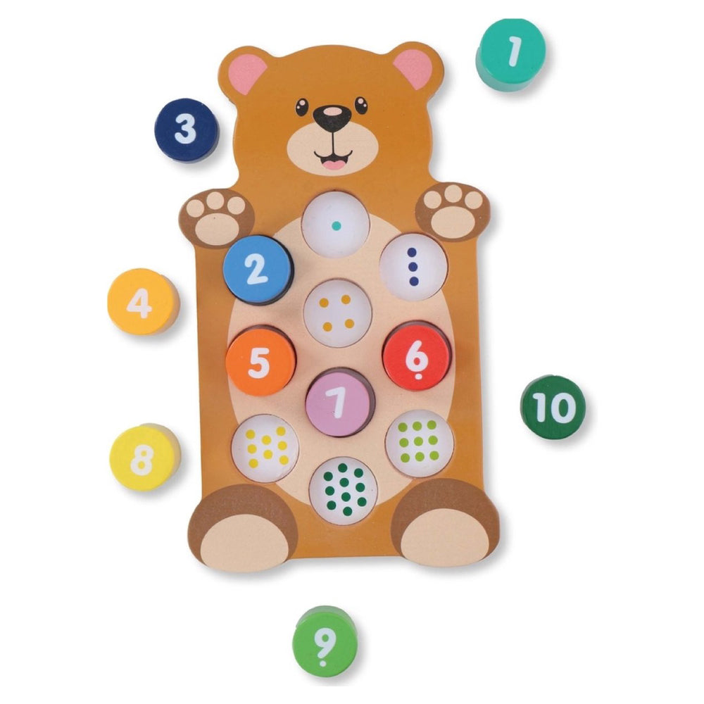 Joc educativ din lemn cu numere Marionette 11 piese ursulet